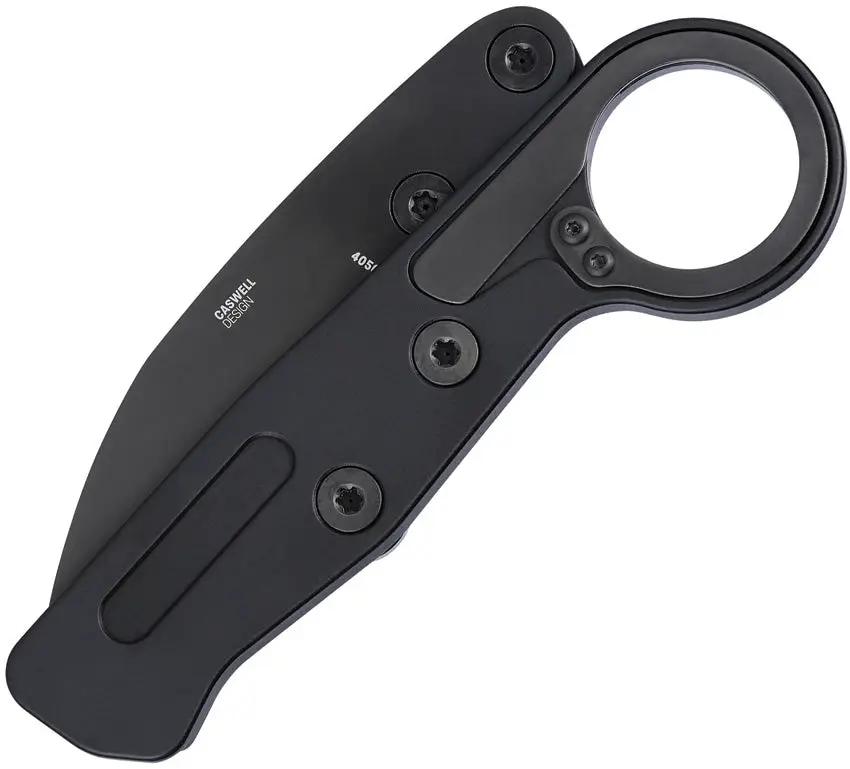 CRKT Provoke Kinematic EDC Knife For EDC Enthusiasts With D2 Blade Finger Ring Black Aluminum Handle And Flush Clip by CRKT