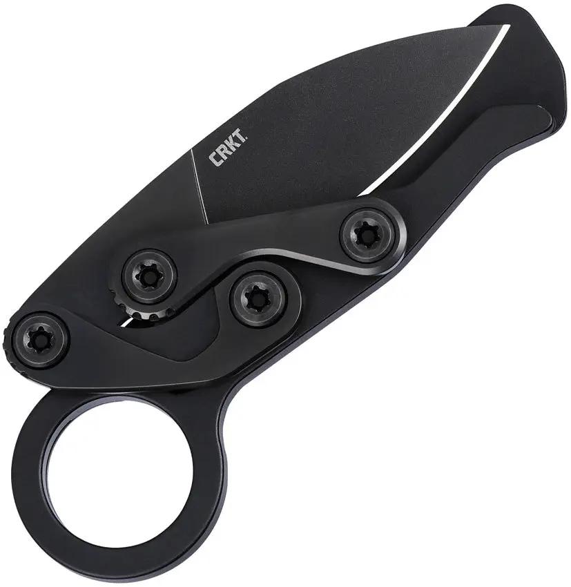CRKT Provoke Kinematic EDC Knife For EDC Enthusiasts With D2 Blade Finger Ring Black Aluminum Handle And Flush Clip by CRKT