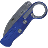 CRKT Provoke Kinematic EDC Knife With D2 Blade Blue Aluminum Handle Finger Ring Flush Mount Clip by CRKT