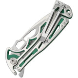 CRKT Nirk Klecker Lock Knife By Brian Tighe Satin Blade 8Cr14MoV Green Gray Stainless Handle EDC by CRKT