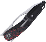 CRKT Nucleus Framelock 5702 Folding Knife EDC, 3.13in Bead Blast 12C27 Blade, Black Stainless Handle With Red G10 Onlay by CRKT