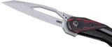 CRKT Nucleus Framelock 5702 Folding Knife EDC, 3.13in Bead Blast 12C27 Blade, Black Stainless Handle With Red G10 Onlay by CRKT