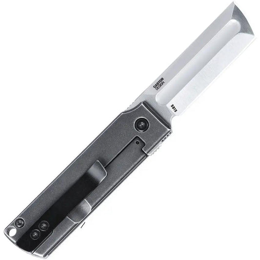 CRKT MinimalX Folding Knife Gray 5915 With Black Stonewash Blade And Handle Extended Tang Everyday Carry Ready by CRKT