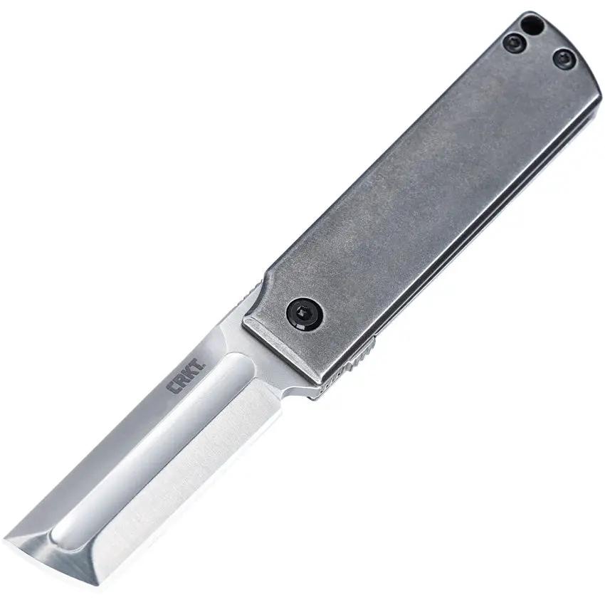 CRKT MinimalX Folding Knife Gray 5915 With Black Stonewash Blade And Handle Extended Tang Everyday Carry Ready by CRKT