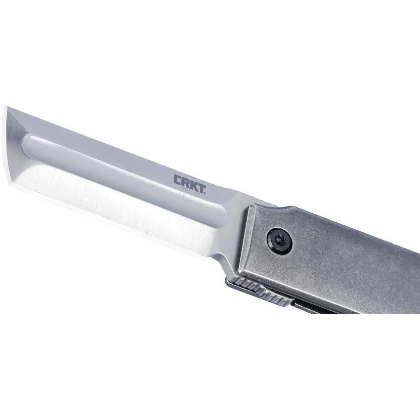 CRKT MinimalX Folding Knife Gray 5915 With Black Stonewash Blade And Handle Extended Tang Everyday Carry Ready by CRKT