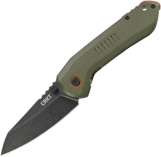 CRKT Overland Framelock 6280 Folding Knife For EDC Enthusiasts 3in Black Stonewash 8Cr13MoV Blade G10 OD Green Handle by CRKT