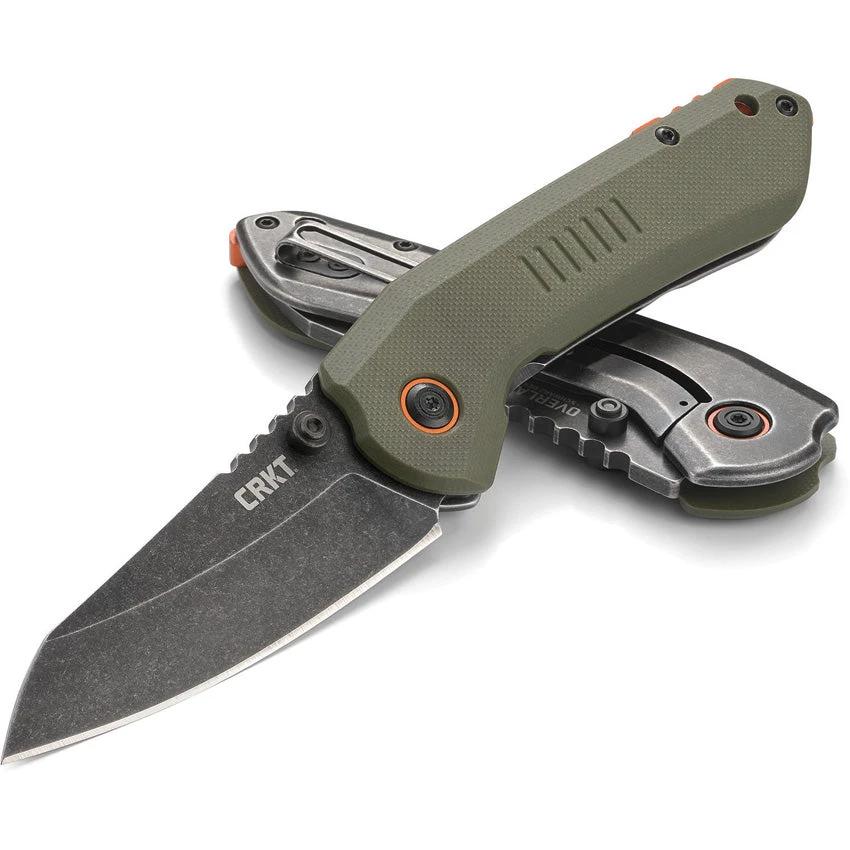 CRKT Overland Framelock 6280 Folding Knife For EDC Enthusiasts 3in Black Stonewash 8Cr13MoV Blade G10 OD Green Handle by CRKT