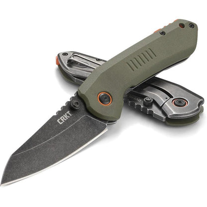 CRKT Overland Framelock 6280 Folding Knife For EDC Enthusiasts 3in Black Stonewash 8Cr13MoV Blade G10 OD Green Handle by CRKT