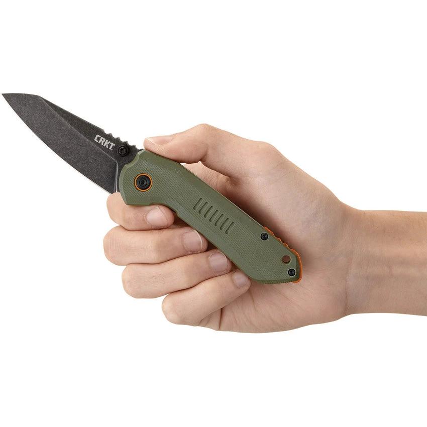 CRKT Overland Framelock 6280 Folding Knife For EDC Enthusiasts 3in Black Stonewash 8Cr13MoV Blade G10 OD Green Handle by CRKT