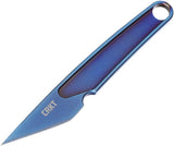 CRKT HangTi Fixed Blade Knife With Blue Anodized Titanium One Piece Construction EDC Fans Neck Sheath Lanyard Hole by CRKT