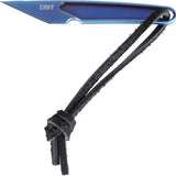 CRKT HangTi Fixed Blade Knife With Blue Anodized Titanium One Piece Construction EDC Fans Neck Sheath Lanyard Hole by CRKT