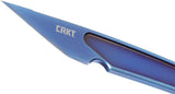 CRKT HangTi Fixed Blade Knife With Blue Anodized Titanium One Piece Construction EDC Fans Neck Sheath Lanyard Hole by CRKT