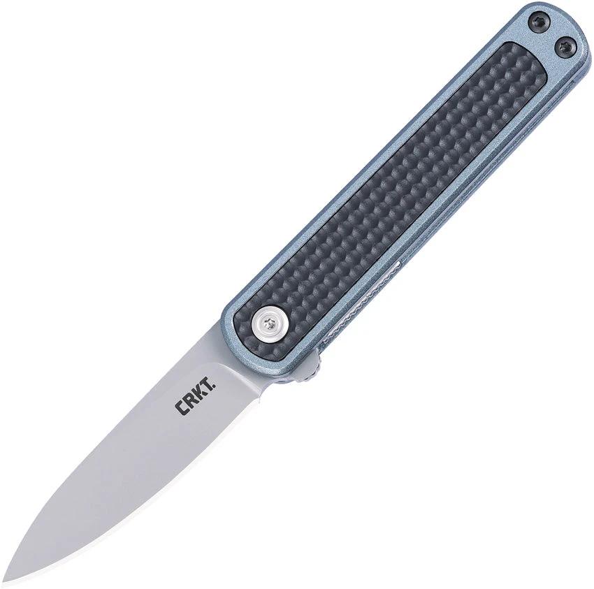 CRKT Pup Linerlock 7070 EDC Pocket Knife Bead Blast AUS 10A Spear Point Black Blue GRN Handle by CRKT