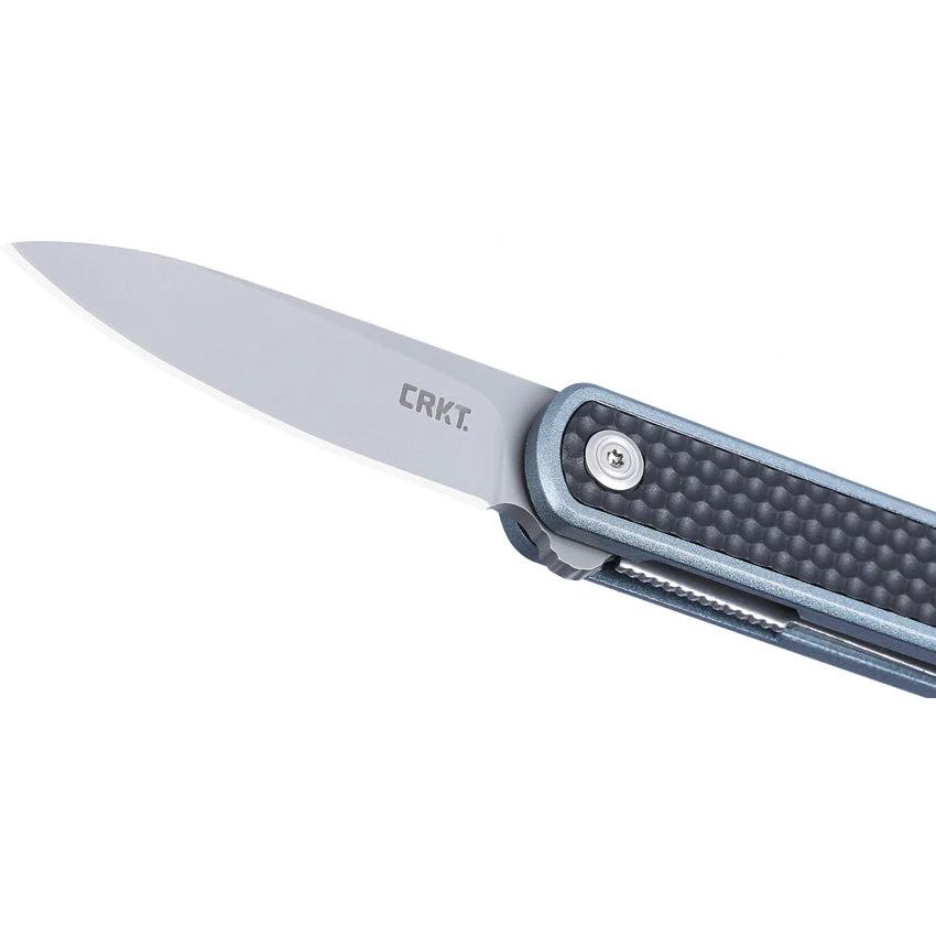 CRKT Pup Linerlock 7070 EDC Pocket Knife Bead Blast AUS 10A Spear Point Black Blue GRN Handle by CRKT