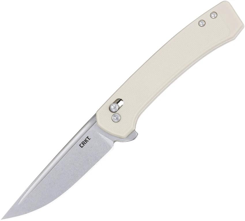 CRKT Q Compact Crossbar Lock Knife White 7075S EDC With 3in 14C28N Drop Point Blade by CRKT