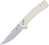 CRKT Q Compact Crossbar Lock Knife White 7075S EDC With 3in 14C28N Drop Point Blade by CRKT