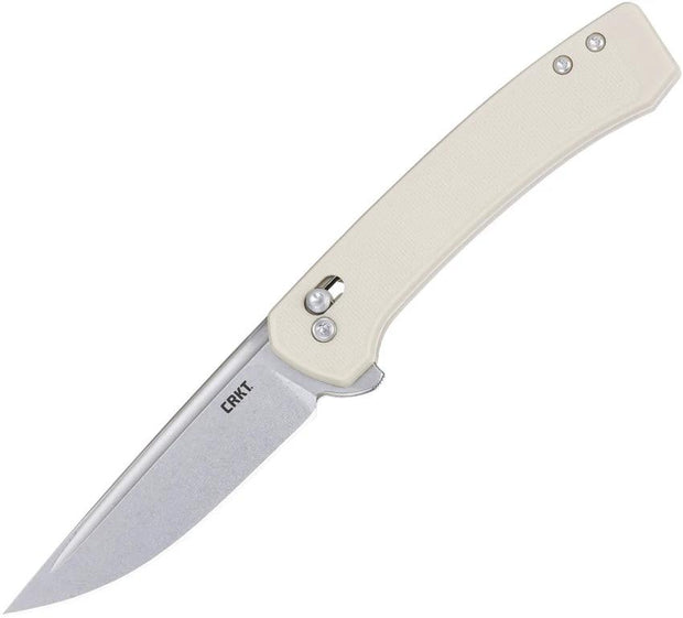 CRKT Q Compact Crossbar Lock Knife White 7075S EDC With 3in 14C28N Drop Point Blade by CRKT