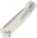 CRKT Q Compact Crossbar Lock Knife White 7075S EDC With 3in 14C28N Drop Point Blade by CRKT