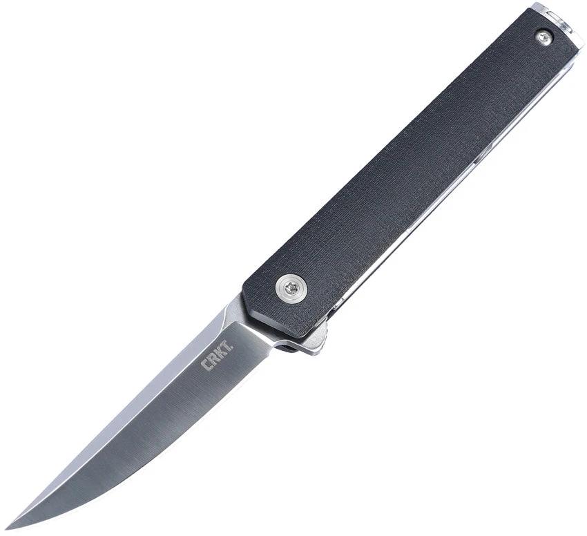 CRKT CEO Compact Linerlock Folding Knife 2.63in Satin Blade Black GRN Handle for EDC by CRKT