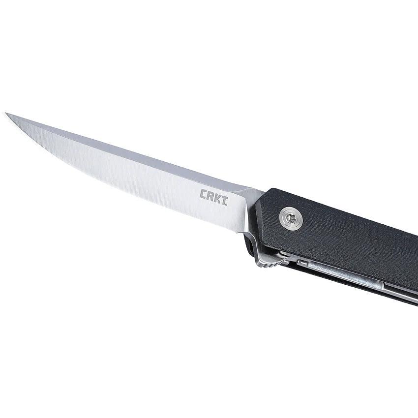 CRKT CEO Compact Linerlock Folding Knife 2.63in Satin Blade Black GRN Handle for EDC by CRKT