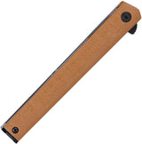 CRKT CEO Linerlock Folding Knife For Everyday Carry 3.38in Black AUS 8 Blade Brown GRN Handle Extended Tang by CRKT