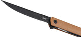 CRKT CEO Linerlock Folding Knife For Everyday Carry 3.38in Black AUS 8 Blade Brown GRN Handle Extended Tang by CRKT