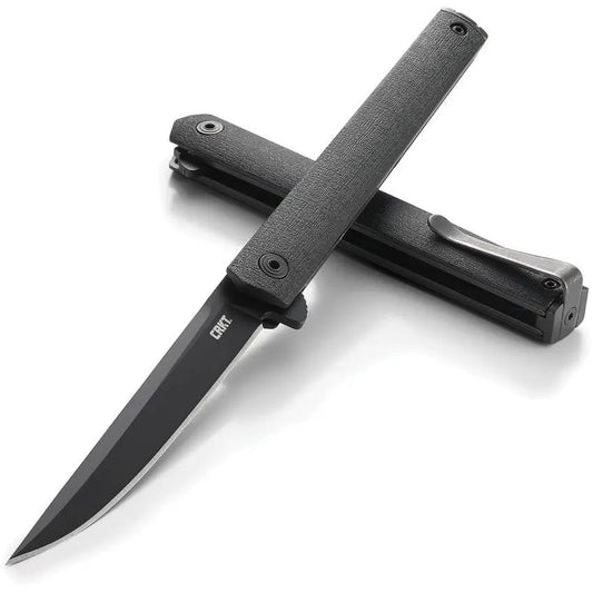 CRKT CEO Linerlock Black 7097K Compact EDC Knife With Black AUS8 Blade And Extended Tang Everyday Carry by CRKT