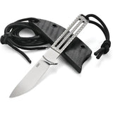 CRKT Testy Fixed Blade Knife 7524 Compact 2.38in Satin Blade Textured Stainless Handle Outdoor EDC by CRKT