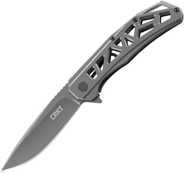 CRKT Gusset Framelock K330GGP Knife for Everyday Carry EDC TiNi Coated 8Cr13MoV Blade Gray Handle Rugged by CRKT