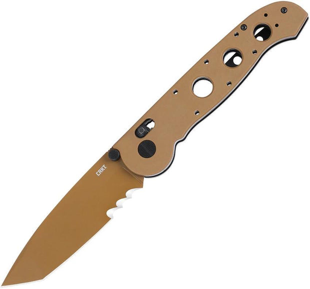 CRKT M16-14XD Crossbar Lock Tactical Knife For EDC Enthusiasts Tan TiNi D2 Tool Steel Tanto Blade Grivory Handle by CRKT