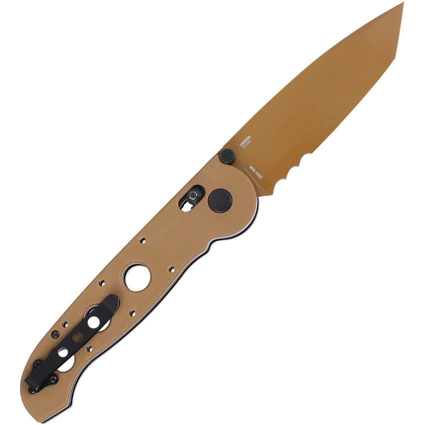CRKT M16-14XD Crossbar Lock Tactical Knife For EDC Enthusiasts Tan TiNi D2 Tool Steel Tanto Blade Grivory Handle by CRKT