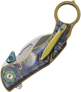 Critical Strike Predator Karambit Linerlock Tactical Knife With Glass Breaker Bead Blast M390 Blade Titanium Handle by Critical Strike