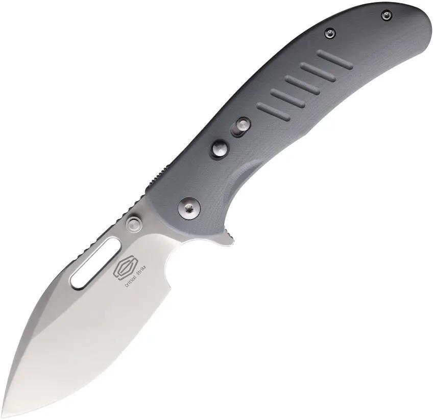 Critical Strike Zulu Button Lock Knife Gray G10 Handle VG10 Blade Compact EDC For Tactical Enthusiasts by Critical Strike