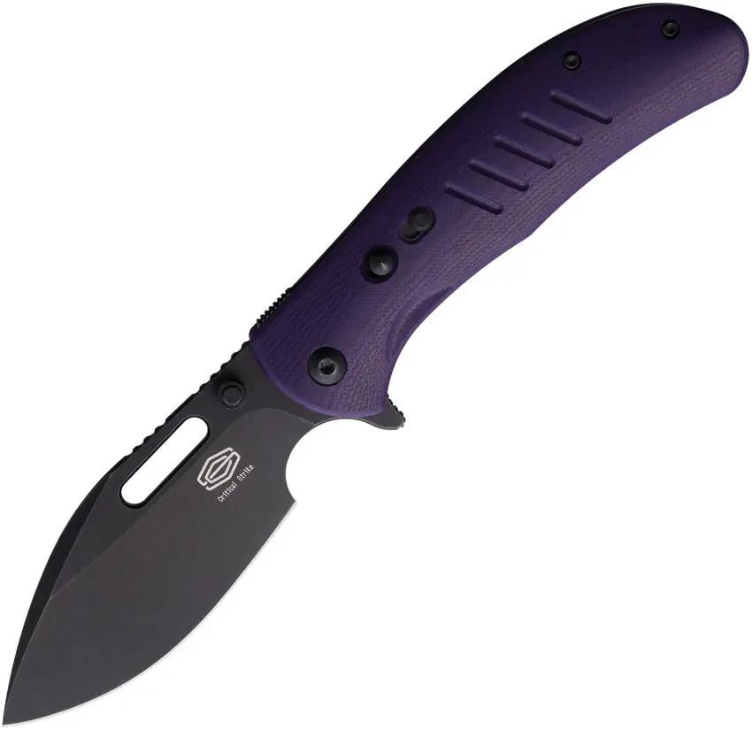 Critical Strike Zulu Button Lock Knife Purple G10 Handle VG10 Stainless Drop Point EDC Tactical Enthusiasts by Critical Strike