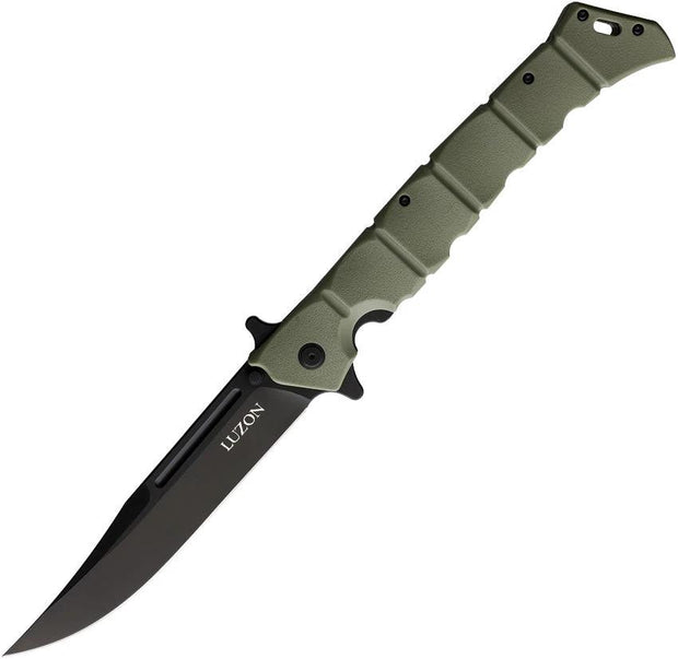 Cold Steel Large Luzon Linerlock Folding Knife With OD Green GFN Handle 8Cr13MoV Clip Point For Outdoorsmen by Cold Steel