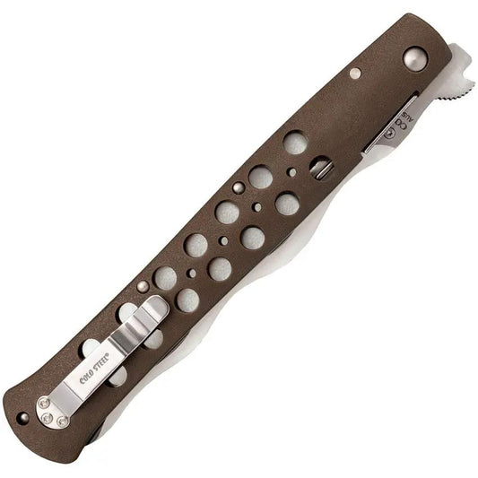 Cold Steel Ti Lite Kris Linerlock 6 Inch Serrated AUS 10A Kris Knife With Green Zy Ex Handle For EDC Enthusiasts by Cold Steel