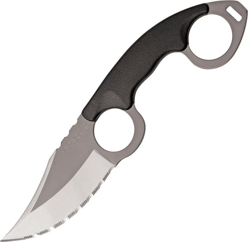 Cold Steel Double Agent II Neck Knife With 3 Inch Serrated AUS 8A Blade Tang Grivory Handle Sheath For Tactical EDC by Cold Steel