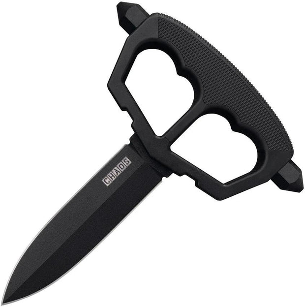 Cold Steel Chaos Push Dagger CS-80NT3 Tactical Dagger With 5 Inch Black SK5 Blade And Skull Pommels by Cold Steel