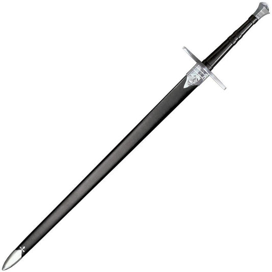 Cold Steel Hand-and-Half Sword CS-88HNH 1060 Carbon Steel Satin Blade Leather Scabbard For Collectors And Reenactors by Cold Steel
