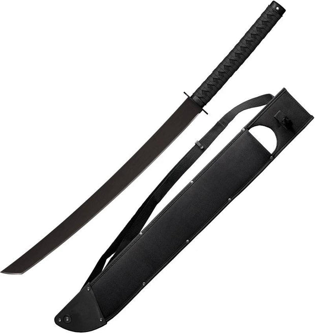 Cold Steel Tactical Katana Machete CS97TKMS Full Tang 24In Black Coated 1055HC Blade For Survivalists by Cold Steel