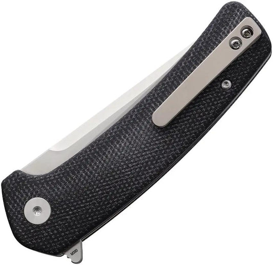 Coeburn Clinch Linerlock Knife CT001 Satin M390 Blade Extended Tang Pocket Clip For EDC Black Canvas Micarta Handle by Coeburn Tool