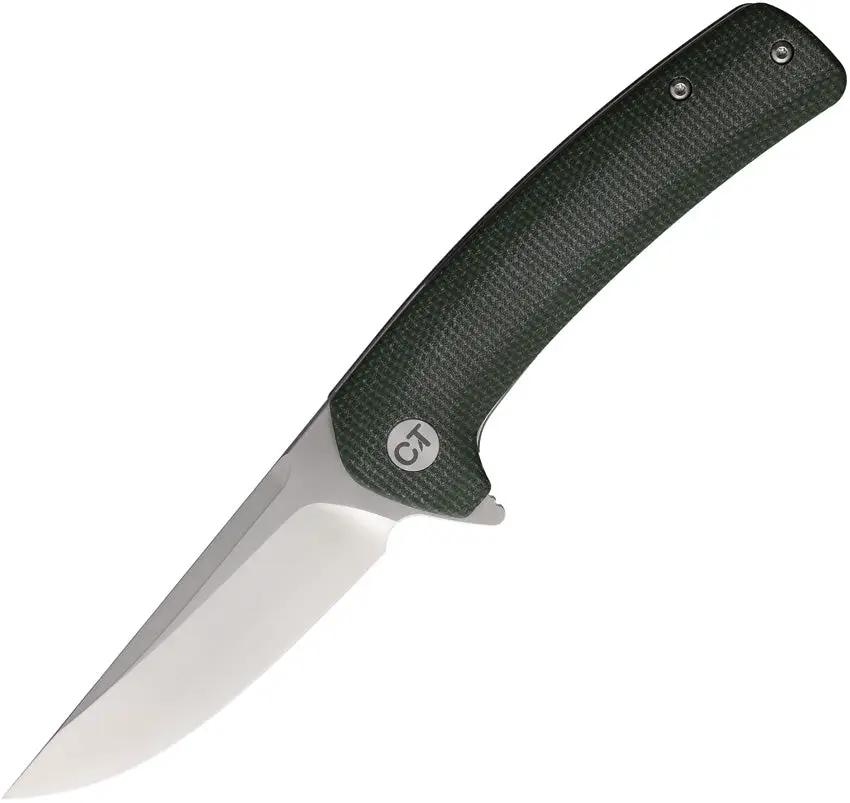 Coeburn Clinch Linerlock Knife CT002 Premium M390 Blade Green Canvas Micarta Handle Extended Tang For EDC Enthusiasts by Coeburn Tool