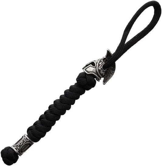 Coeburn Spartan Paracord Lanyard Black 6.69 Inch With Silver Helmet Bead And Viking Bead For Outdoor Survivalists by Coeburn Tool