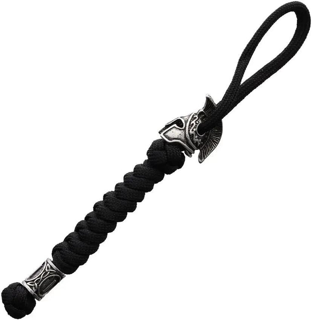 Coeburn Spartan Paracord Lanyard Black 6.69 Inch With Silver Helmet Bead And Viking Bead For Outdoor Survivalists by Coeburn Tool