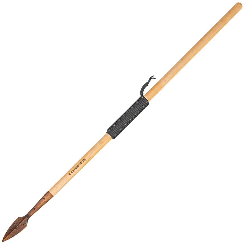 Condor Greek Wooden Spear 45in Paracord Wrapped Burnt American Hickory Handle For Outdoorsmen Survival Ready by Condor