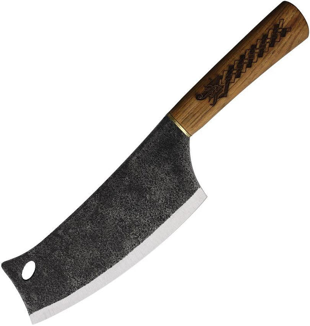 Condor Norse Dragon Cleaver Seven Point Five Inch 1075HC Blade Full Tang Burnt Hickory Handle Leather Sheath Bushcraft by Condor