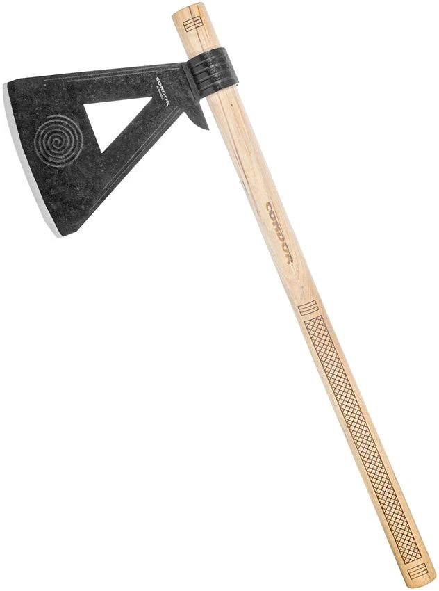 Condor Fasthawk Axe 19 Inch Camp Survival Tool For Campers With 1095HC Head Burnt American Hickory Handle Leather Sheath by Condor