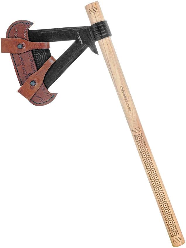 Condor Fasthawk Axe 19 Inch Camp Survival Tool For Campers With 1095HC Head Burnt American Hickory Handle Leather Sheath by Condor