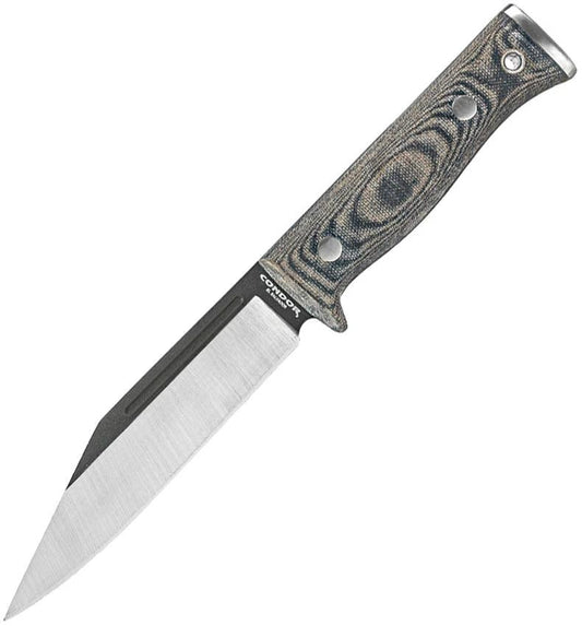 Condor Sigrun Rugged Fixed Blade Knife For Outdoor Survivalists 1075HC Steel With Black Canvas Micarta Handle by Condor