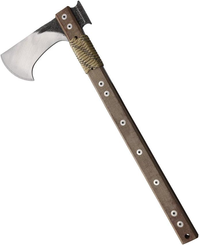 Condor Tactical PASS Hawk Axe 15 Inch For Survivalists With 3 Inch Cutting Edge 1075HC Steel Micarta Handle by Condor